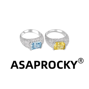 ASAPROCKY冰花切八角满钻戒指嘻哈男女同款 轻奢简约高级送礼戒指