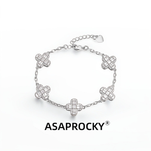 ASAPROCKY满钻十字架手链欧美嘻哈风高级感中性潮流男女小众圈链