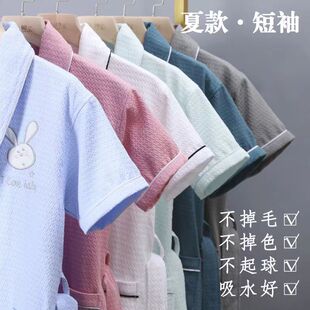 儿童浴袍夏季薄款纯棉男女童卡通休闲华夫格短袖游泳吸水浴衣浴巾