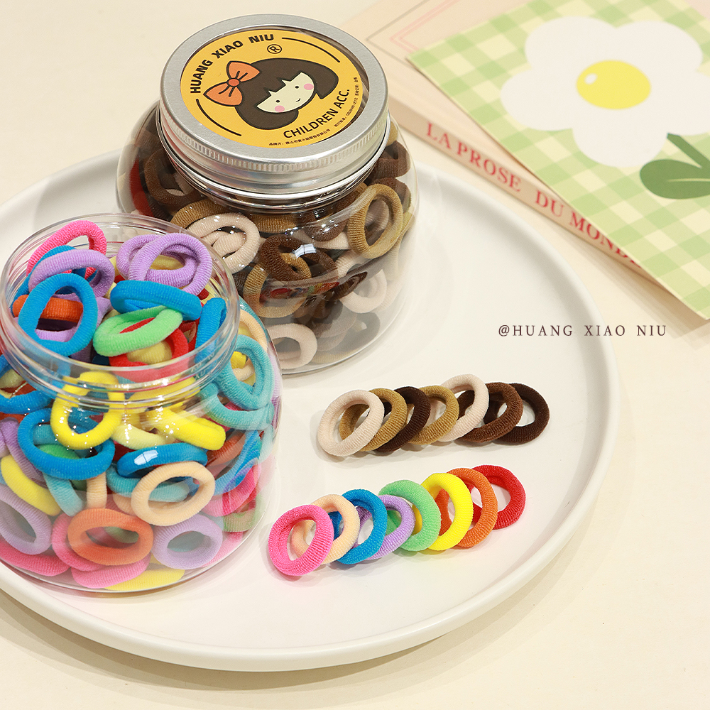 黄小妞宝宝不伤发头绳彩色高弹力婴儿小号毛巾圈发圈女童基础发绳