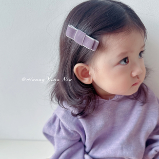 黄小妞秋冬丝绒蝴蝶结发夹女童发饰宝宝布艺发卡头饰可爱百搭发卡