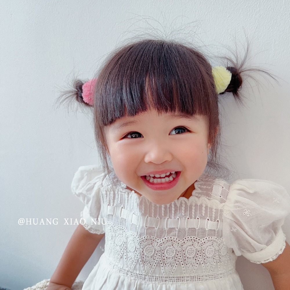 黄小妞儿童可爱手工网纱球球发绳宝宝扎头发皮筋女童马尾发绳头饰