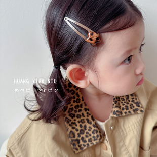 黄小妞秋冬可爱女童发夹豹纹碎发夹女宝宝头饰可爱百搭奶咖色发卡