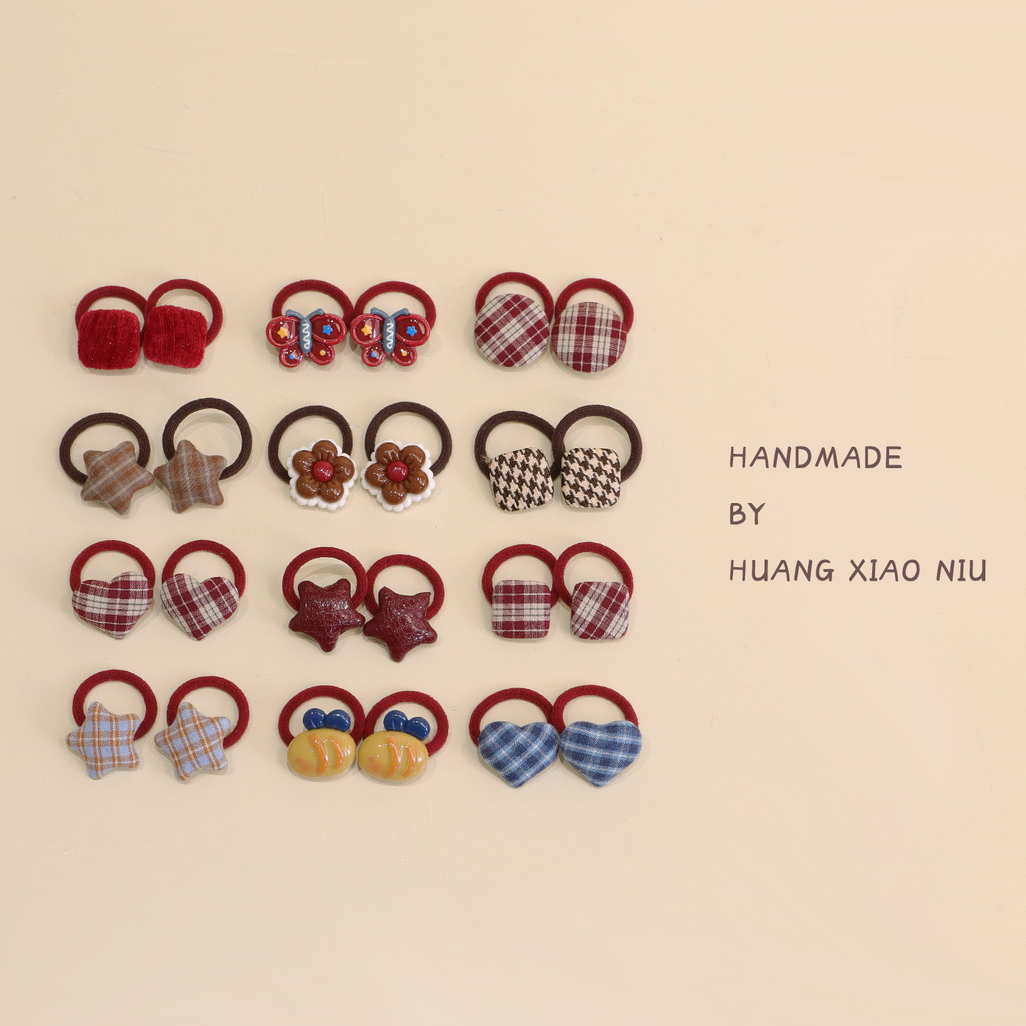 黄小妞儿童格子迷你发圈