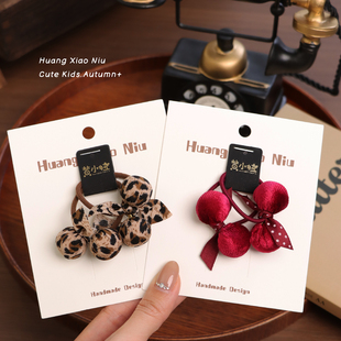 黄小妞韩系新款儿童蝴蝶结发绳宝宝弹力马尾皮筋秋冬百搭发圈发饰