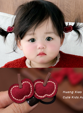 黄小妞可爱苹果发绳女童迷你小揪揪皮筋红色小发饰秋季甜美头饰