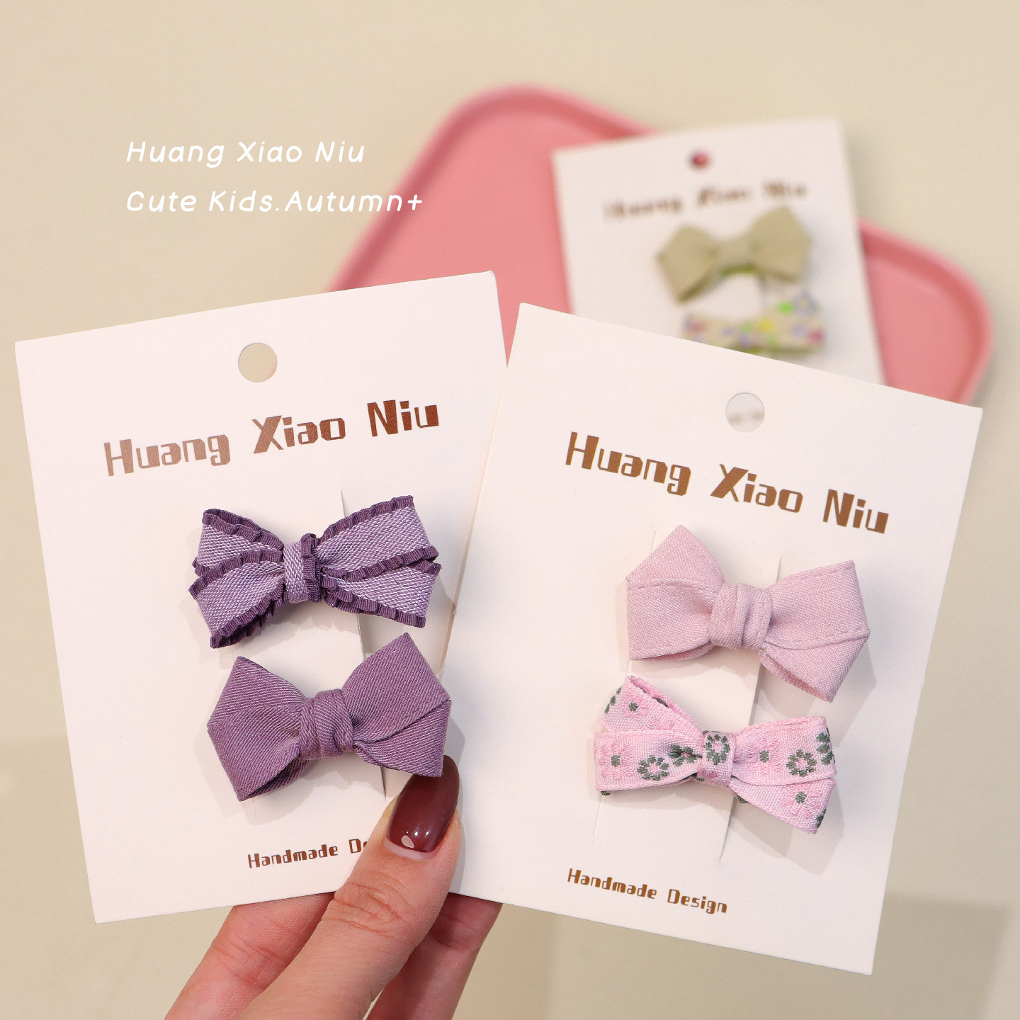 黄小妞韩版手工蝴蝶结婴儿全包布发夹百搭清新宝宝刘海夹发卡