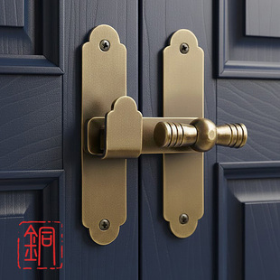 中式搭扣锁扣仿古纯铜90度直角门扣老式移门卡扣推拉门锁插销门栓