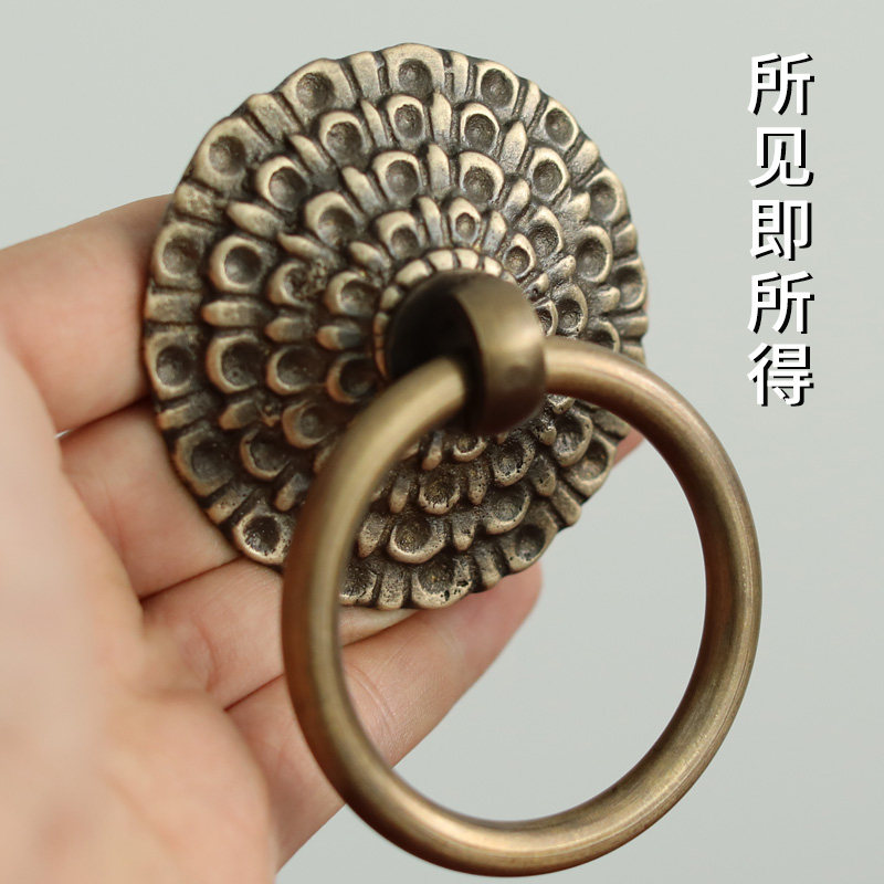 中式大门全铜拉手仿古实木门把手老式庭院门拉环复古纯黄铜门环