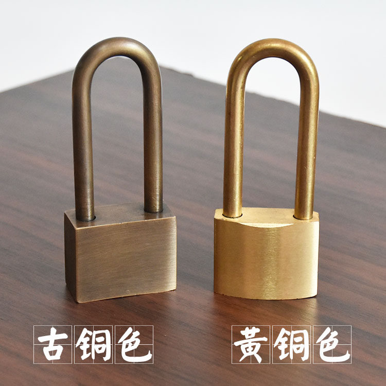纯铜锁中式仿古全铜挂锁防水防盗户外长锁老式插销门栓古典大门锁