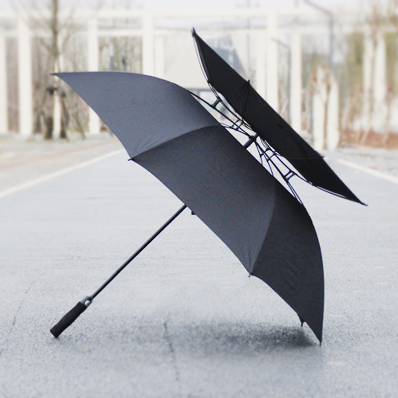 双层透气抗风加大三人雨伞