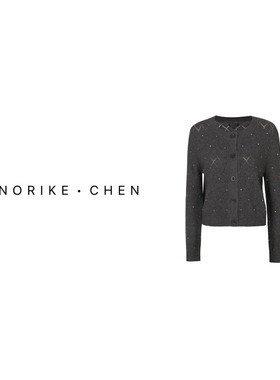 JJ菱形格碎钻针织开衫NK310171长袖针织衫轻奢时尚