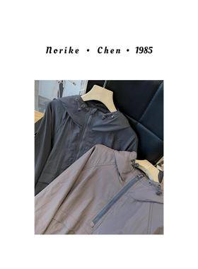 褶皱速干衣半拉链连帽户外运动外套锦棉宽松运动上衣NK521601