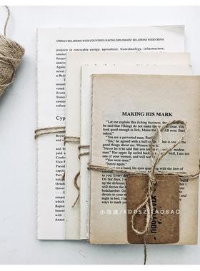 外文旧书发黄麻绳摆件样板间