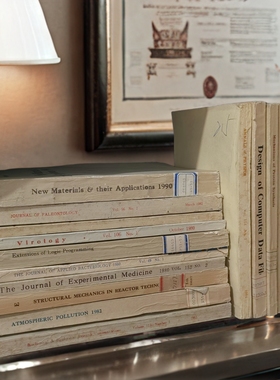 ins风浅色旧书摆件外文英文古董书复古书装饰真书样板间拍摄道具