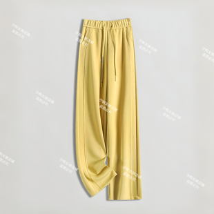 冰感直筒修身线松紧腰百搭气质女裤显瘦运动高腰休闲宽2622