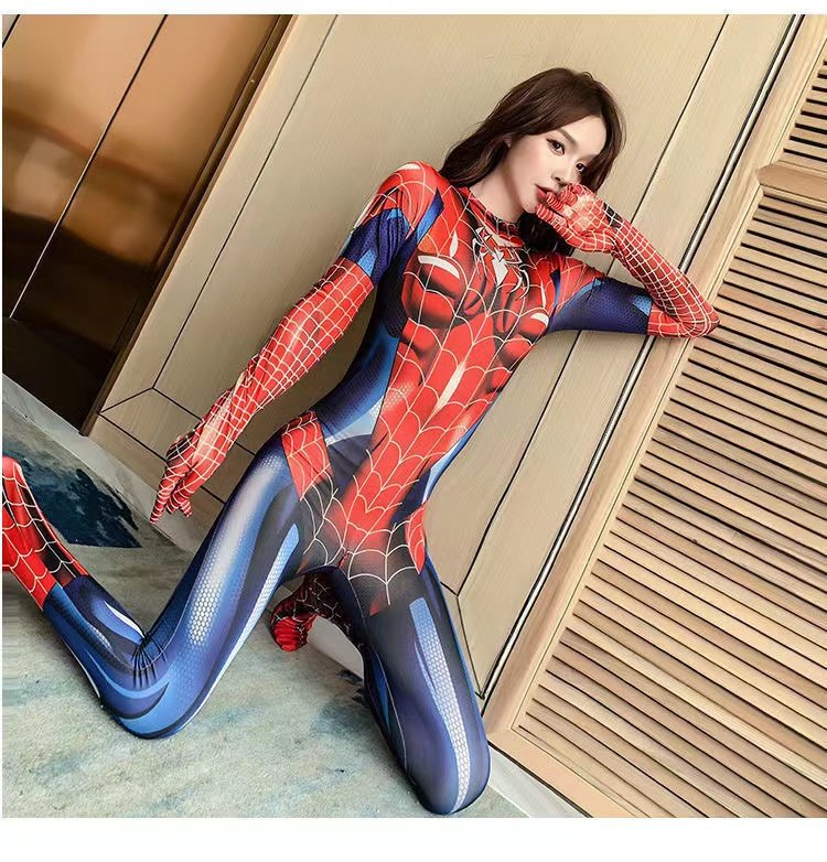 蜘蛛侠紧身衣cos女款红蓝蜘蛛MJ抖音网红同款扮演cosplay连体衣服