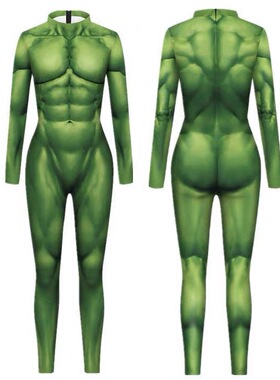 绿色肌肉人浩克连体演出服成人cos绿巨人同款连体紧身衣万圣节服