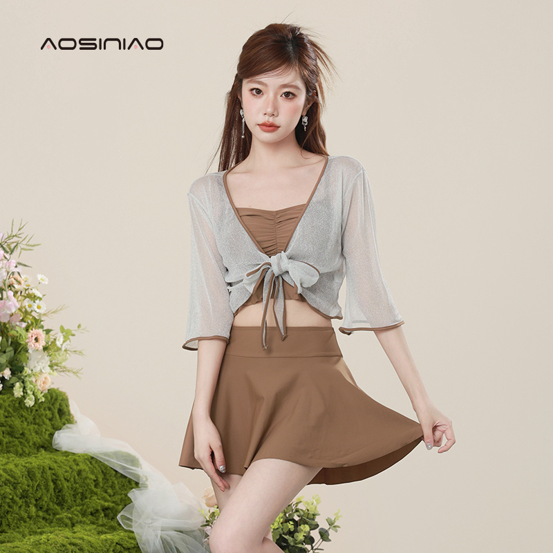 奥思鸟女分体显瘦遮肚泳衣