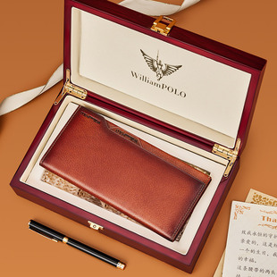 英皇保罗真皮男士钱包驾驶证卡套一体轻薄皮夹子卡包长款银包复古