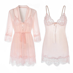 性感睡衣女夏季女款房事高级感睡袍透明冰丝浴袍火辣睡裙蕾丝情调