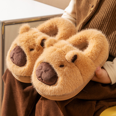 儿童棉拖鞋男童包跟卡皮巴拉秋冬季2025新款居家室内保暖女童棉鞋