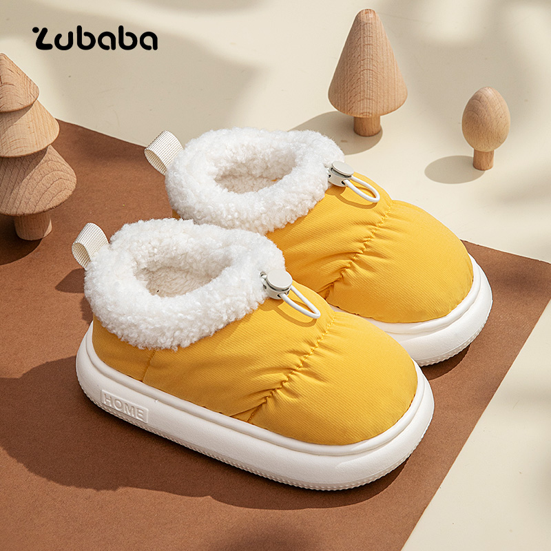 猪爸爸可爱儿童棉拖鞋包跟冬