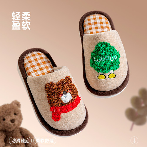 女童棉麻拖鞋2025秋冬季新款儿童
