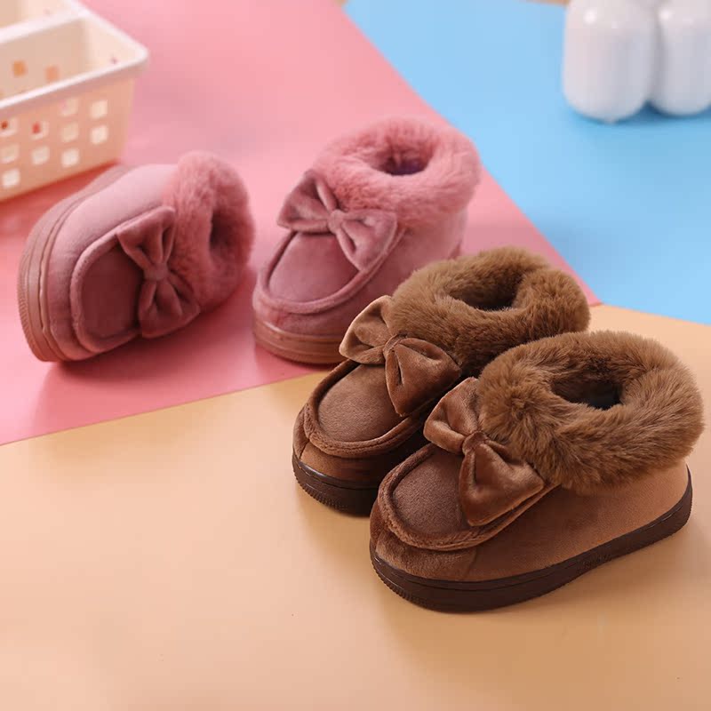 Chaussons enfants en suède pour hiver - semelle caoutchouc - Ref 1011998 Image 5