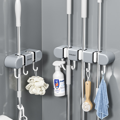 美简免打孔拖把架多功能强力挂钩