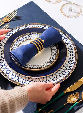 蓝伽圣殿轻奢欧式牛排盘欧式盘子餐盘菜盘西餐盘餐具家用盘碗套装