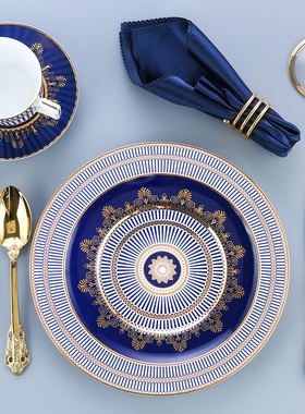 欧式高档餐具西餐餐盘牛排刀叉盘子套装样板房摆台家用早餐沙拉盘