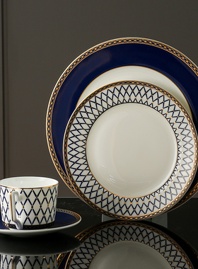 蓝伽圣殿餐厅牛排盘家用杯碟饭碗西餐会所餐具牛排盘摆盘轻奢餐具