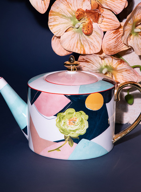 摩登时代英式轻奢家用骨瓷平盘长方盘点心盘手工描金西餐餐具