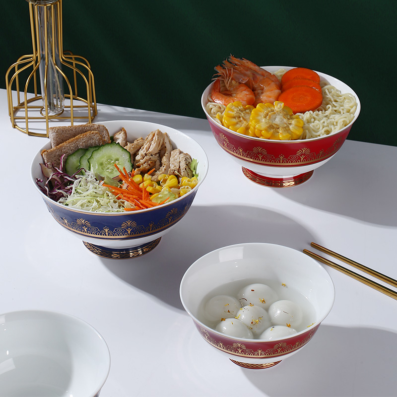 中式家用高足饭碗欧式面条碗高档