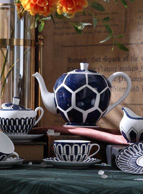 蓝之印欧式茶具骨瓷西餐具下午红茶釉下彩咖啡杯碟甜点礼盒装热销