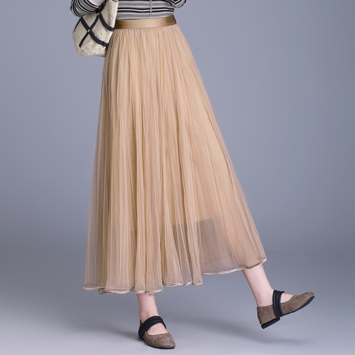 2026春季新款网纱裙女时尚百搭高腰显瘦遮肚子半身裙a字裙子长裙