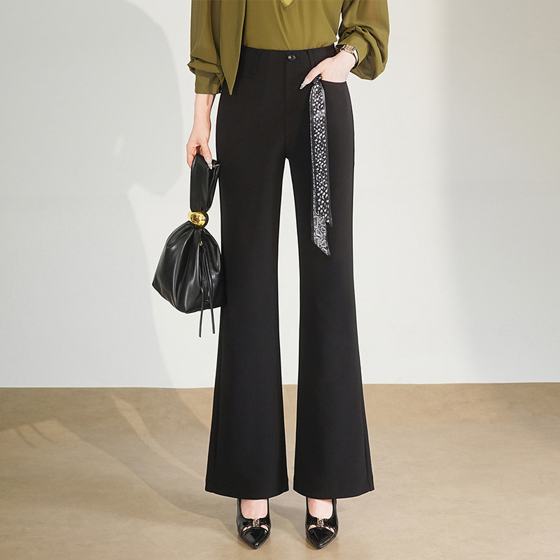 黑色筒喇西装裤女裤子2026年春季新款通勤时尚遮胯高腰垂感微喇裤