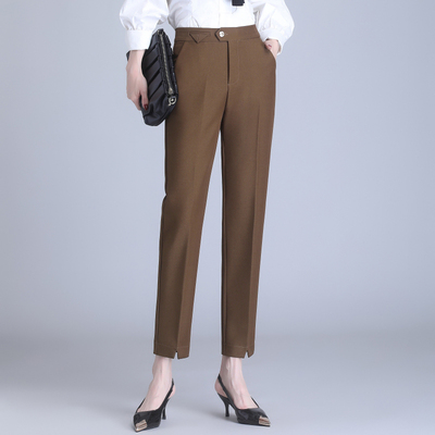 羊毛西装裤女秋2025新款小脚裤时尚气质烟管裤直筒九分职业装西裤