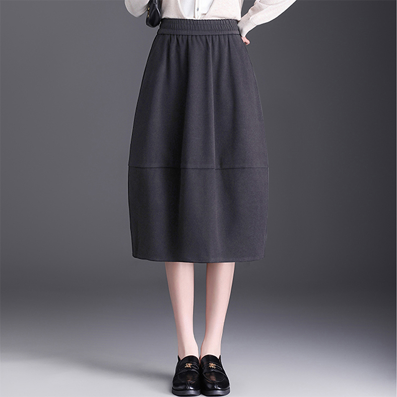 毛呢小个子花苞裙半身裙女2025秋冬新款高腰显瘦a字中长款灯笼裙