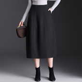 毛呢花苞半身裙女秋冬2025年新款 高腰宽松a字灯笼裙中长款 休闲裙