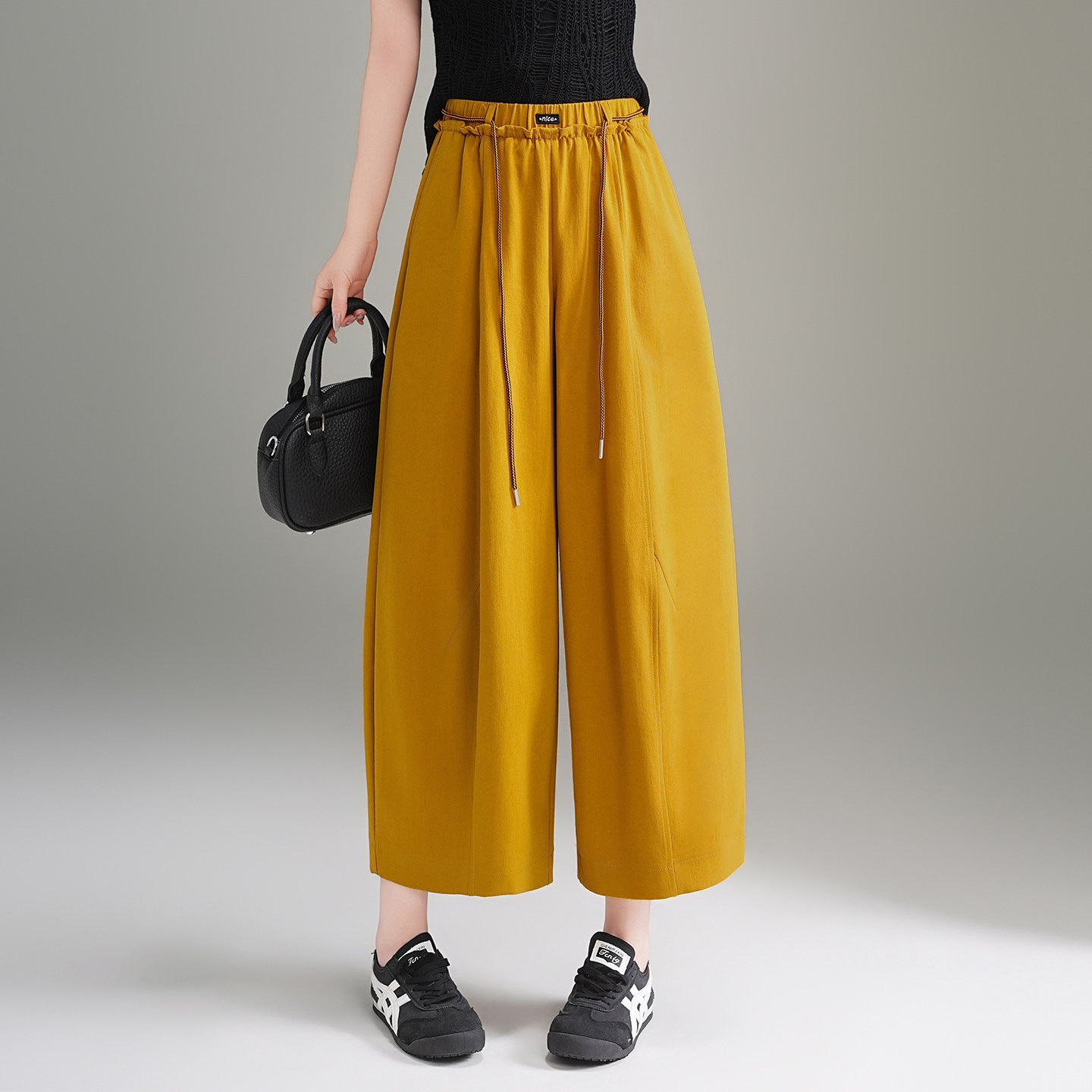 八分裤弯刀裤女2026春夏季新款宽松显瘦小个子阔腿裤九分裤休闲裤