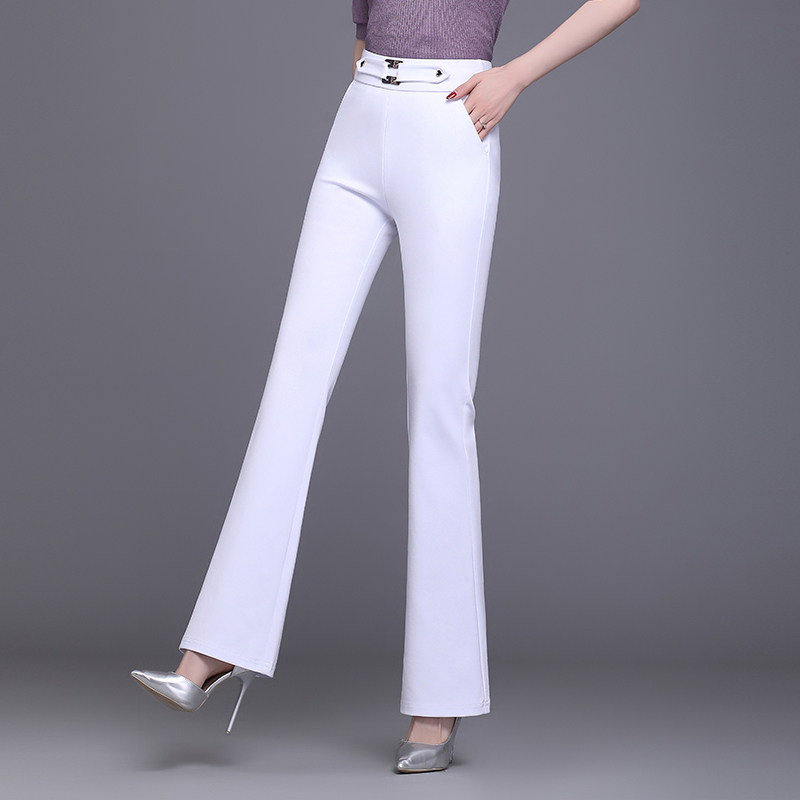 西装裤女高腰显瘦垂感直筒白色休闲裤2025春秋新款弹力微喇叭裤子