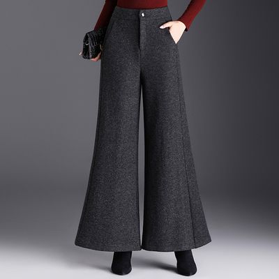 羊毛呢微喇裤女2025年冬季新款加厚高腰显瘦垂感阔腿休闲喇叭裤子