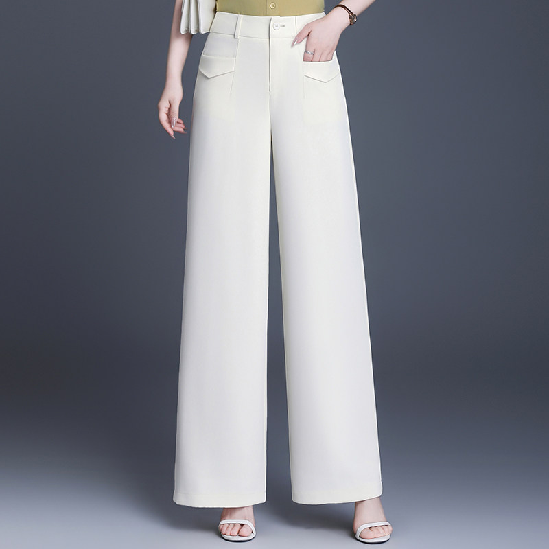 西装阔腿裤女2026春季新高腰垂坠感宽松直筒九分裤遮胯休闲长裤子