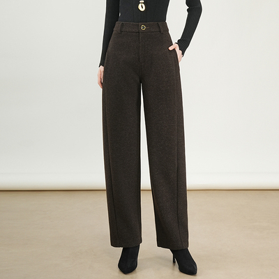 毛呢哈伦裤直筒裤女2025年秋冬季新款加厚高腰显瘦宽松休闲呢子裤
