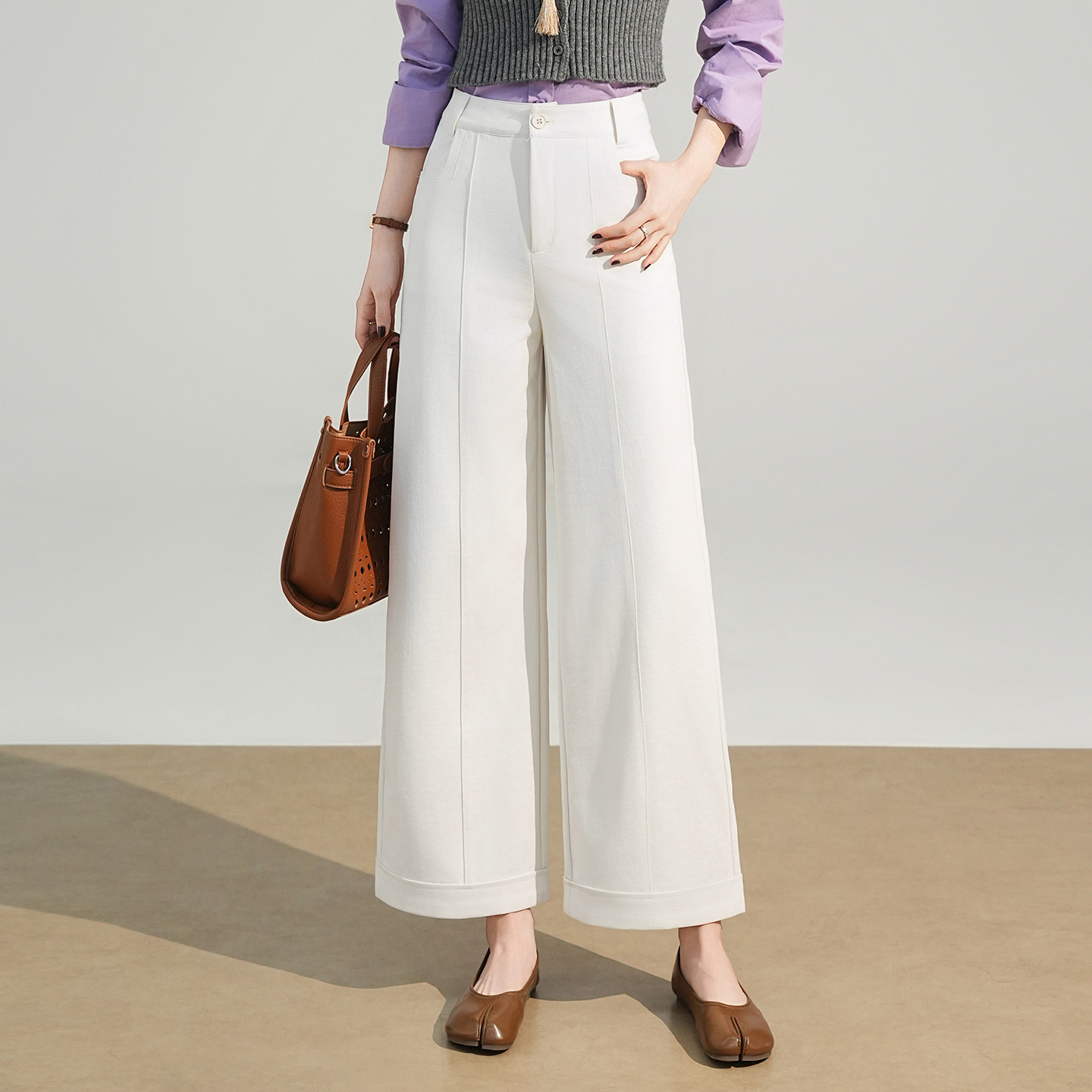 九分阔腿裤女2026春季新款高腰休闲裤垂感西装裤小个子宽松直筒裤