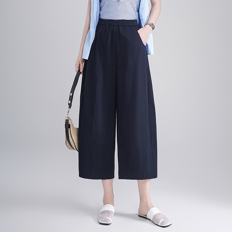八分裤休闲裤女2026夏季新款高腰显瘦时尚泡芙裤阔腿弯刀裤小个子
