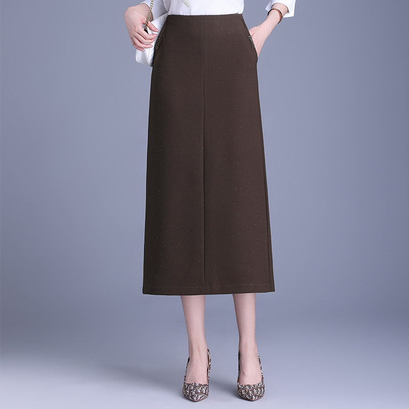 黑色半身裙女2025春季新款高腰垂感显瘦包臀裙中长款后开叉直筒裙