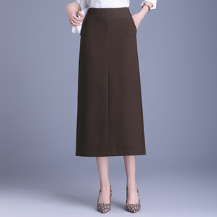 黑色半身裙女2025春季新款高腰垂感显瘦包臀裙中长款后开叉直筒裙